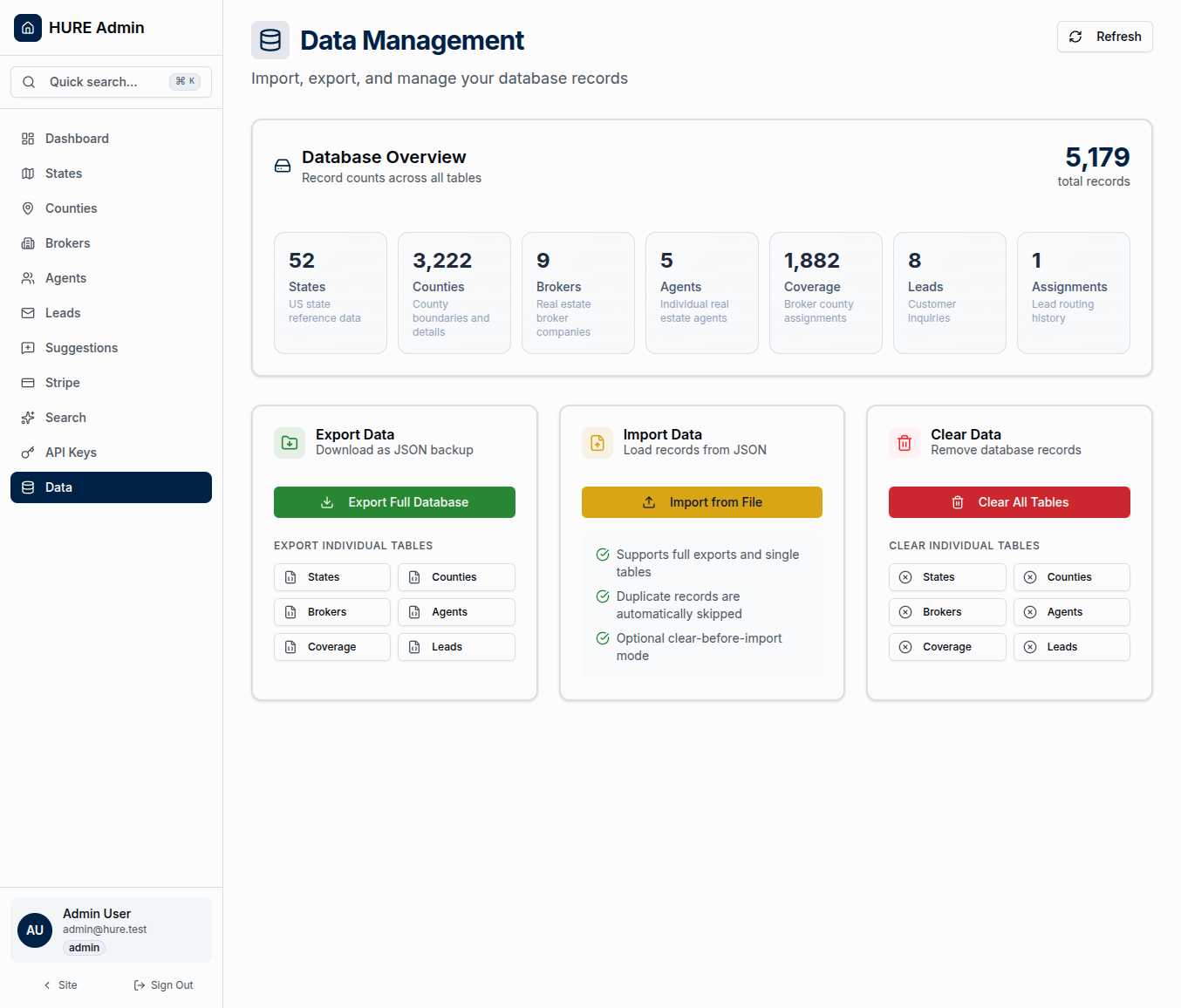 Data Management & Import/Export